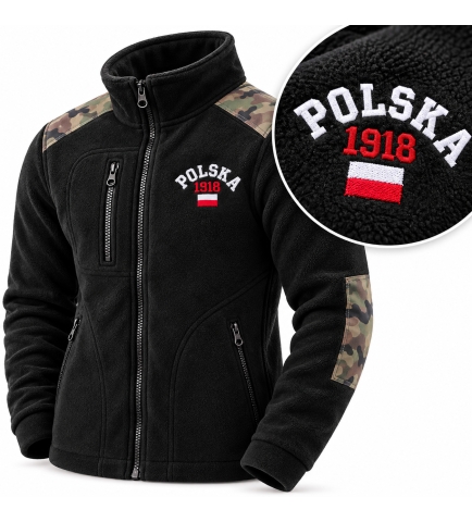 Polar Patriotyczny z Haftem Polska 1918, Czarny - moro